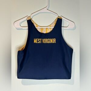 WVU Women’s Blue And Gold Sports Bra, Size XL